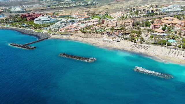El Duque beach and coastline in Tenerife. Adeje coast Canary island, Spain