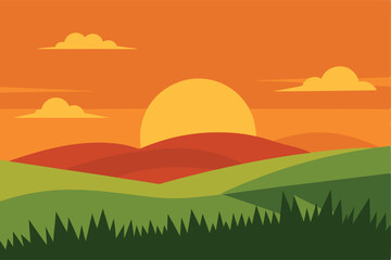 Obraz premium vector illustration of a landscape