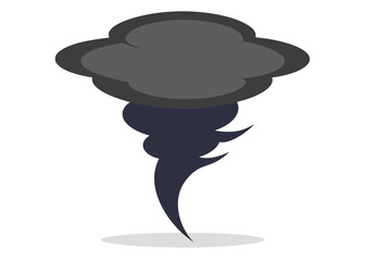 Tornado Touching Down in the Landscape Vector Illustration Violent Storm with Dark Sky and Wind
