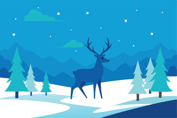 winter landscape with deer