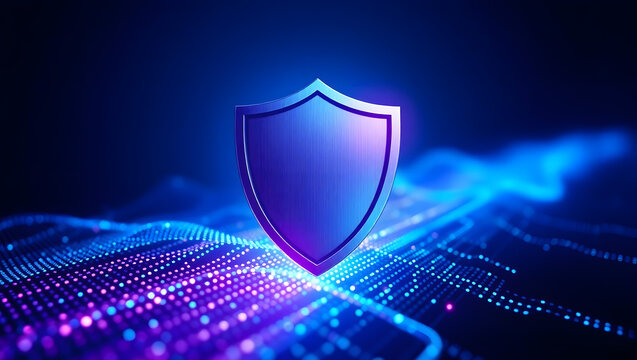 Sleek Metallic Shield Icon Digital Security & Protection