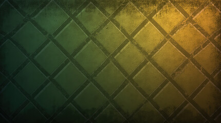Fototapeta premium A distressed grunge pattern with geometric diamonds, transitioning from dark green to olive brown.