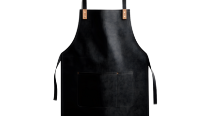 Black apron kitchen cooking chef professional adjustable pockets restaurant barista bbq work a transparent background.