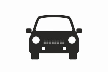 Front View Black Car Icon &ndash; Minimalist Vehicle Symbol for Transportation, Navigation, and Automotive Design Concepts