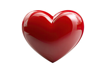 A glossy red heart icon, smooth curves and balanced symmetry, centered on a 