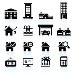Fototapeta premium Real estate icon set features house, building, and home symbols in a vector illustration for property and residential design