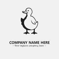 Duck illustration black and white for logo company vector image
