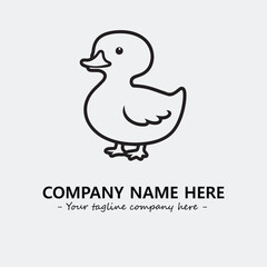 Duck illustration black and white for logo company vector image
