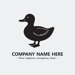 Duck illustration black and white for logo company vector image

