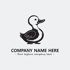 Duck illustration black and white for logo company vector image
