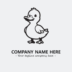 Duck illustration black and white for logo company vector image
