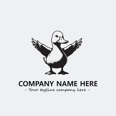 Duck illustration black and white for logo company vector image
