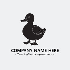 Duck illustration black and white for logo company vector image
