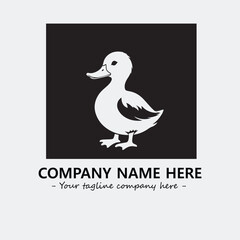 Duck illustration black and white for logo company vector image
