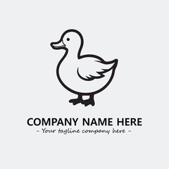 Duck illustration black and white for logo company vector image
