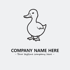 Duck illustration black and white for logo company vector image
