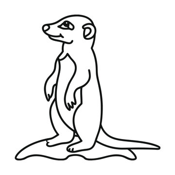 recommend clip art: Standing meerkat illustration line art style black outline cute animal isolated against white background simple design african wildlife