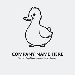 Duck illustration black and white for logo company vector image
