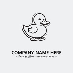 Duck illustration black and white for logo company vector image
