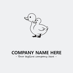 Duck illustration black and white for logo company vector image
