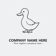 Duck illustration black and white for logo company vector image
