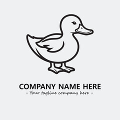 Duck illustration black and white for logo company vector image
