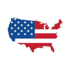 USA Map With Flag Fill