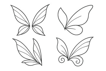 Fototapeta premium Isolated fairy wings outlines are set against a plain white background