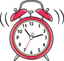 Obraz premium Detailed Alarm Clock Vector Illustration with Vibrating Bells and Clear Time Display - Perfect for Productivity and Time Management Themes
