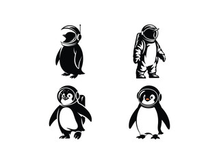 Penguin Astronaut Cute Space Vector