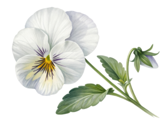 beautiful pansy flower with delicate white petals and vibrant yellow and purple accents showcases nature elegance and charm