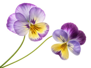 Beautiful pansy flowers with vibrant purple and yellow hues create stunning visual display in any garden or floral arrangement
