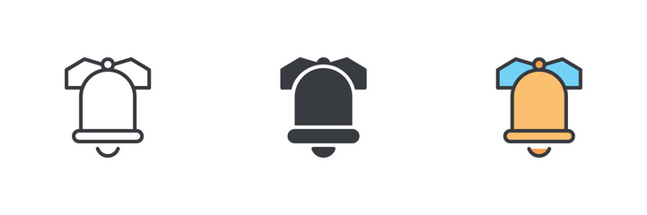 Bell with a bow different style icon set