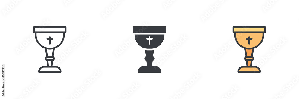 Aufkleber Chalice with a cross different style icon set