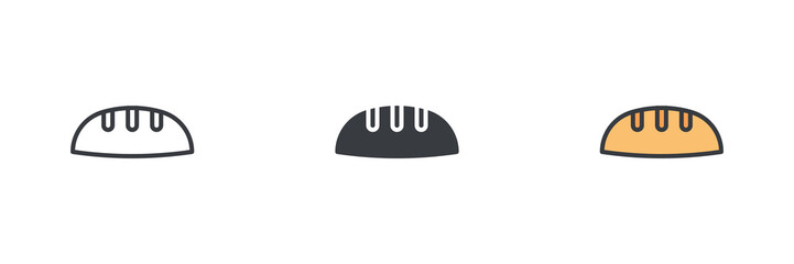 Loaf of bread different style icon set
