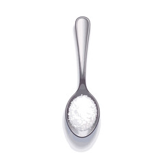 Sleek spoon with artificial sweetener on white background, minimalism