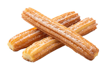 tasty sweet churros isolated on background white