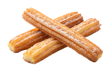 tasty sweet churros isolated on background white
