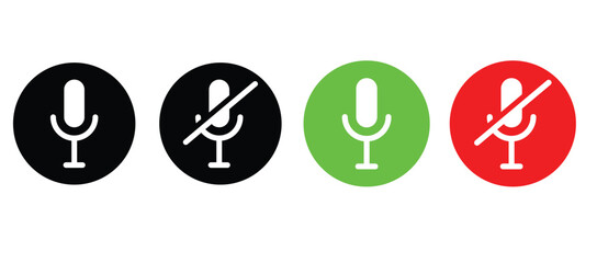Speaker icon set. Mute and unmute volume signs vector eps10.