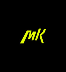 Modern MK Monogram Logo Design Bold, Yellow, Abstract, Graphic, Initials, Branding, Minimalist, 