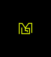 Abstract Modern Minimalist Yellow Green Letter GM Logo Design