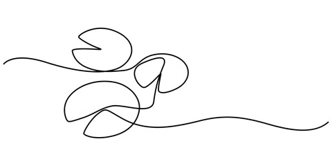 lily pad icon continuous one line drawing, Outline drawings of water lily plants in pond, leaf pads. Set of lotus leaves in sketch style. Botanical vector illustration isolated on white background. © line drawing