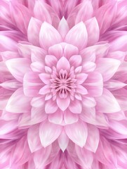 Obraz premium Pink Flower Petals Mandala Soft Pastel Floral Design art card bloom image style nature