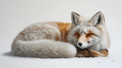 Arctic Fox Curled With Fluffy Fur High Resolution Image