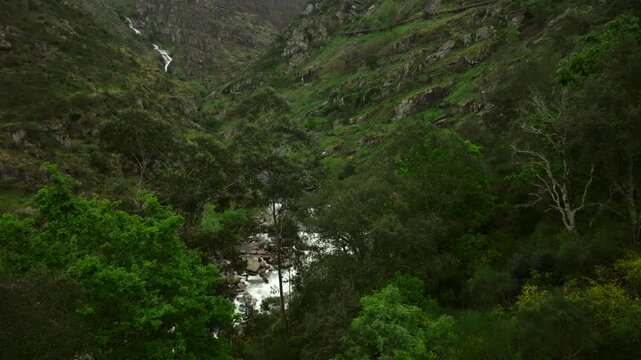 4K Aerial Drone Footage of Paiva River and Lush Green Landscapes in Arouca Geopark, Portugal


