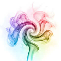 Colorful smoke swirl on white