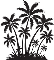 Palm tree on a beach silhouette vector illustration isolated On Transparent Background