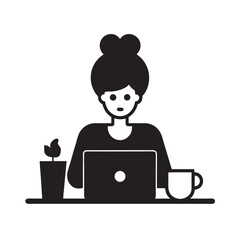 Remote worker with laptop and coffee