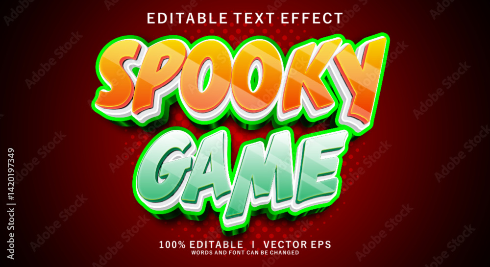 Poster spooky game 3d vector text effect with modern style design