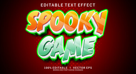 spooky game 3d vector text effect with modern style design